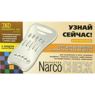 Narco Chek Тест Мультипанель 5 видов наркотиков, Тест-система иммунохроматографическая, 1 шт.